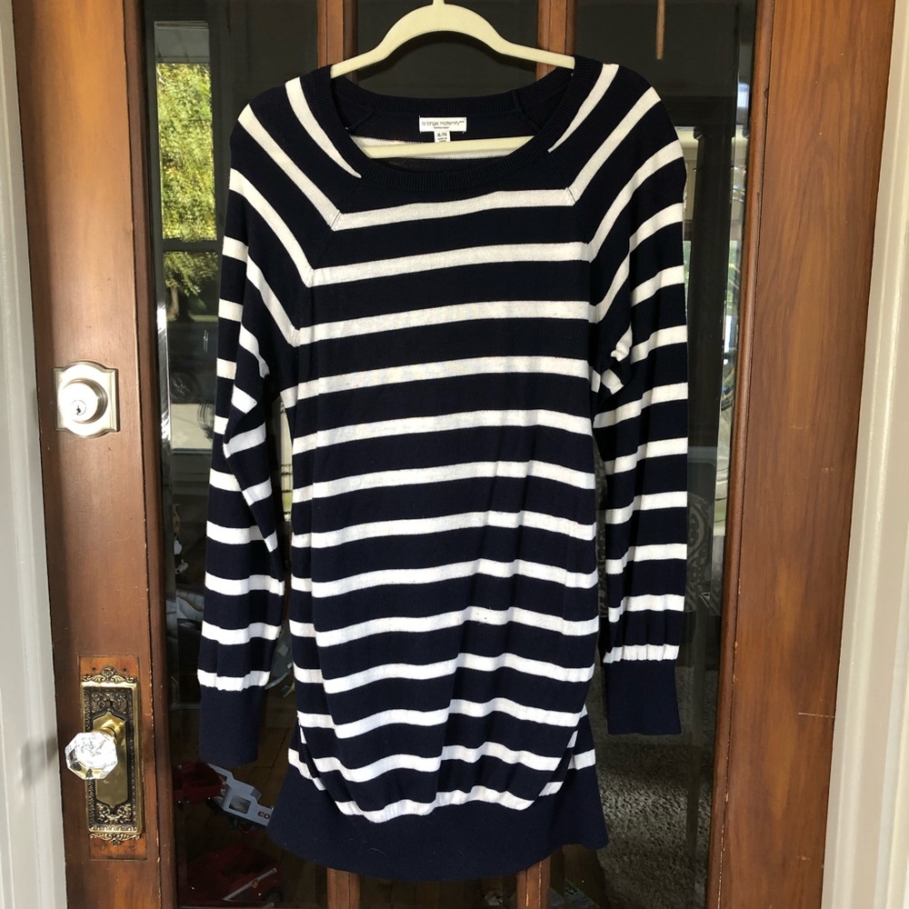 Navy & White Stripped Maternity Sweater